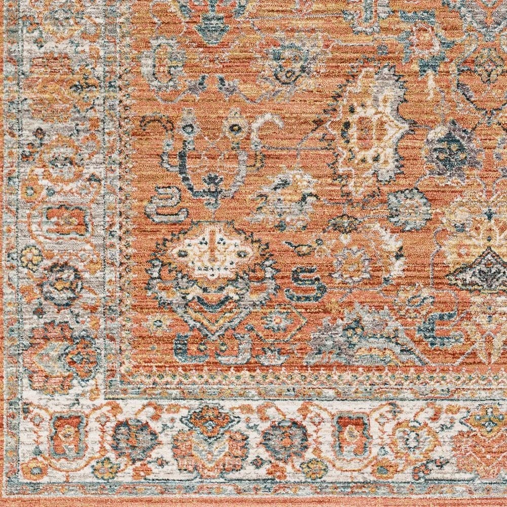 Surya Carlisle CSI2317 5&#39;3&quot; Round Brick Red, Off-White, Medium Gray, Olive, Dark Blue and Dark Brown Area Rug, , large