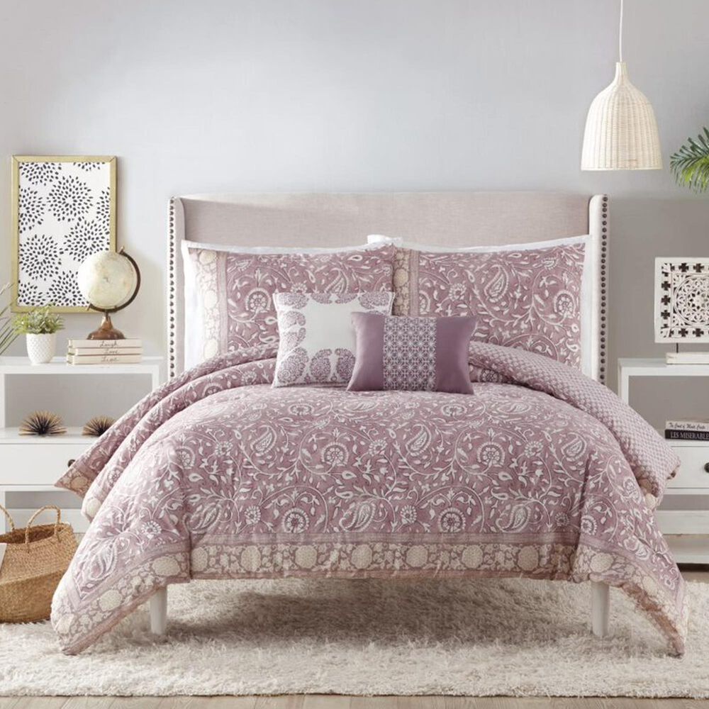 Peking Handicraft Indigo Bazaar Socorro 5-Piece Queen Comforter Set, , large