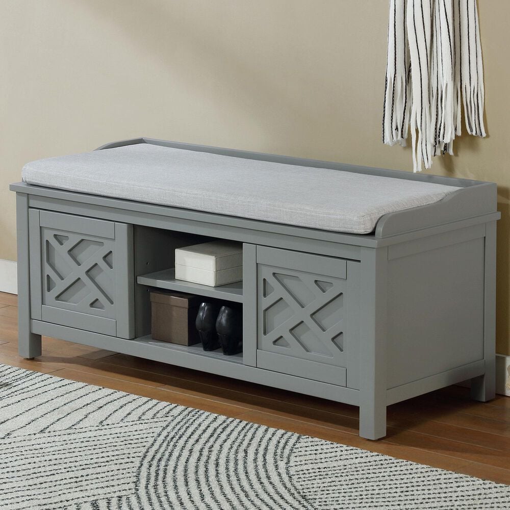 Bolton Furniture Coventry 45" Storage Bench in Gray, , large