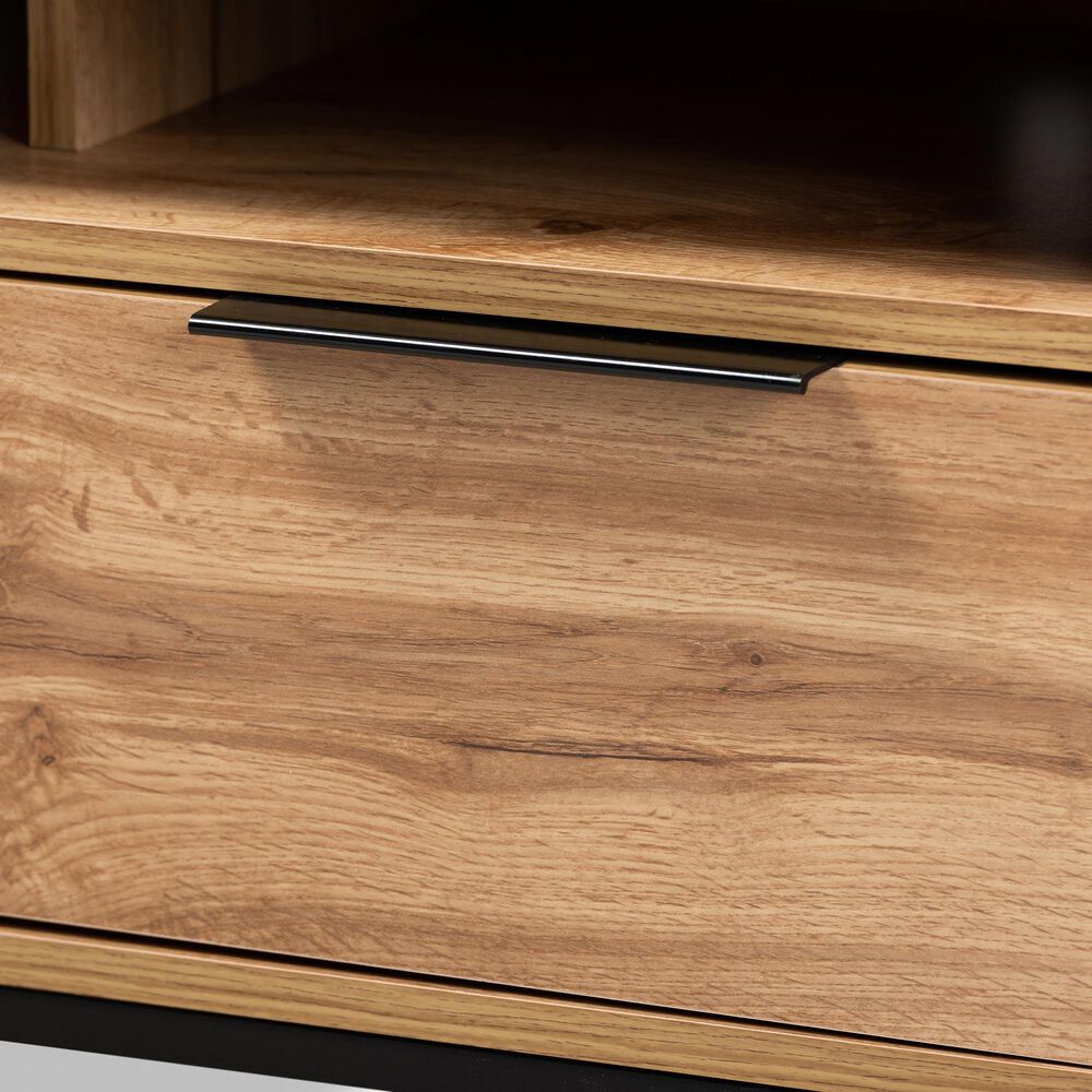Baxton Studio Reid 2-Drawer TV Stand in Oak/Black, , large
