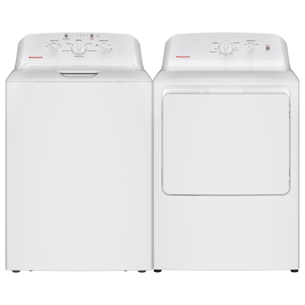 Hotpoint 4.0 Cu. Ft. Top Load Washer and 6.2 Cu. Ft. Electric Dryer Laundry Pair in White, , large
