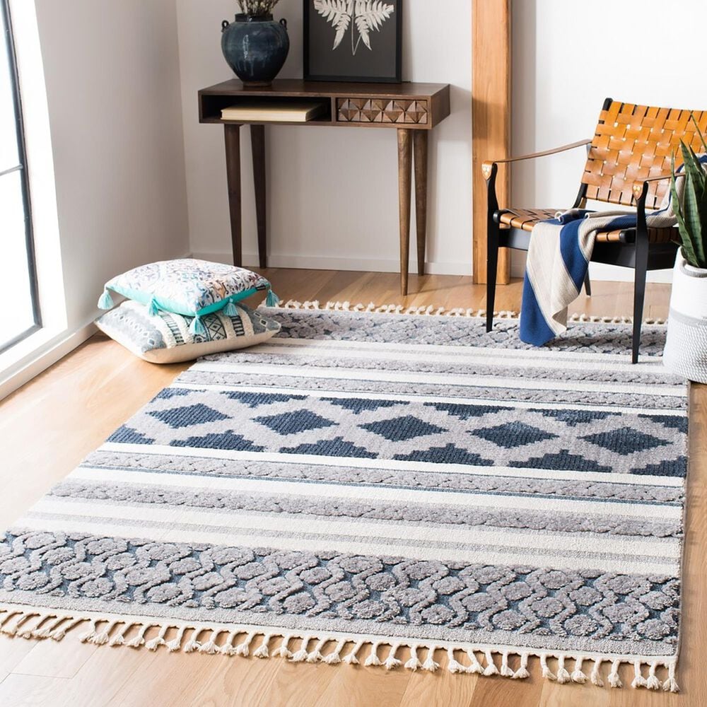 Safavieh Marrakesh MRK515B 4&#39; x 6&#39; Ivory and Blue Area Rug, , large