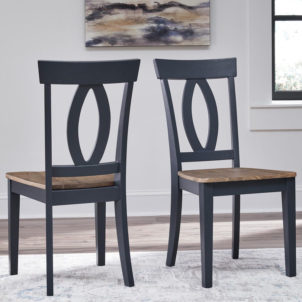 Ashley Landocken Dining Chair in Brown and Blue &#40;Set of 2&#41;, , large
