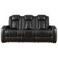 Signature Design by Ashley Party Time Power Reclining Sofa with Power Headrest in Midnight, , large