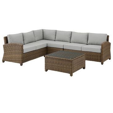 Crosley Furniture Bradenton 5-Piece Patio Sectional Set in Gray and Brown, , large
