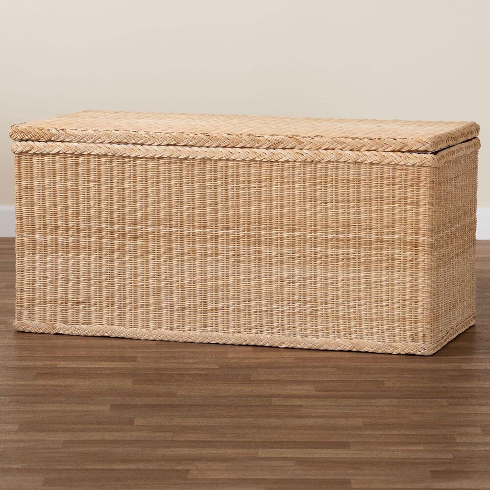 Baxton Studio Caden Storage Bench in Natural, , large