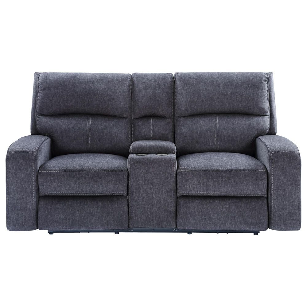Steve Silver Lovell Power Console Loveseat in Charcoal, , large