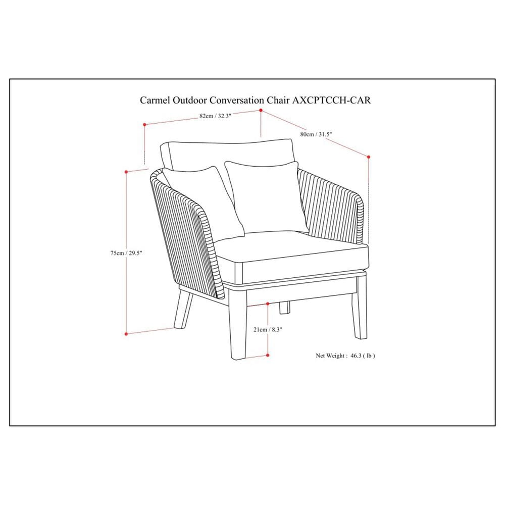 Hearth and Haven Carmel Outdoor Conversation Chair with Cushion in Sand Drift, , large