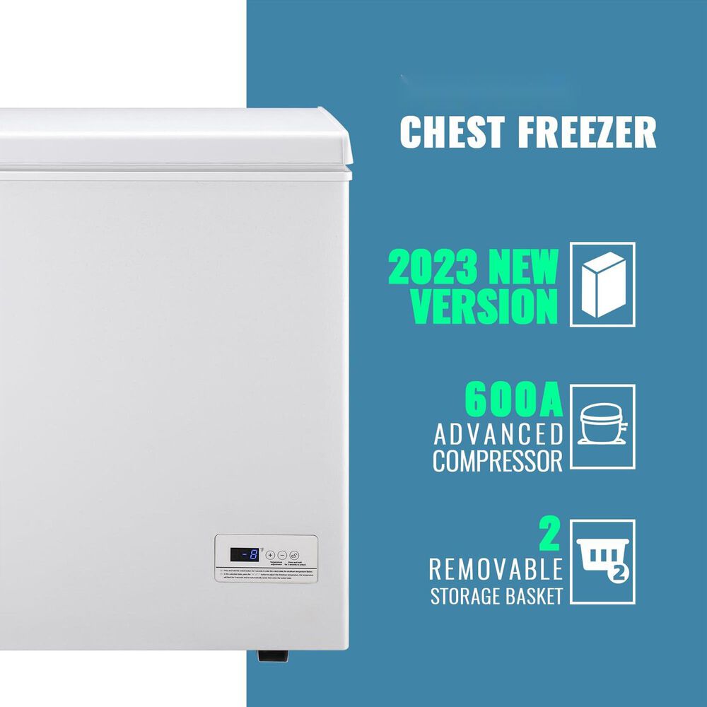 HOMLUX 4 Cu. Ft. 25" Chest Freezer with 2 Removable Baskets in White, , large