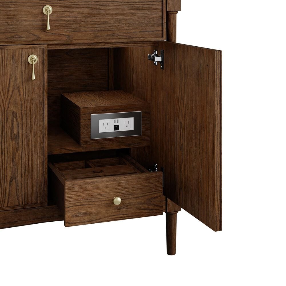 James Martin Kinnsden 36" Single Bathroom Vanity in Sable Oak with 3 cm Siberian Silestone Top and Rectangular Sink, , large