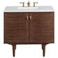 James Martin Vanities Amberly 36" Single Bathroom Vanity in Walnut with 3 cm Ethereal Noctis Quartz Top and Rectangular Sink, , large