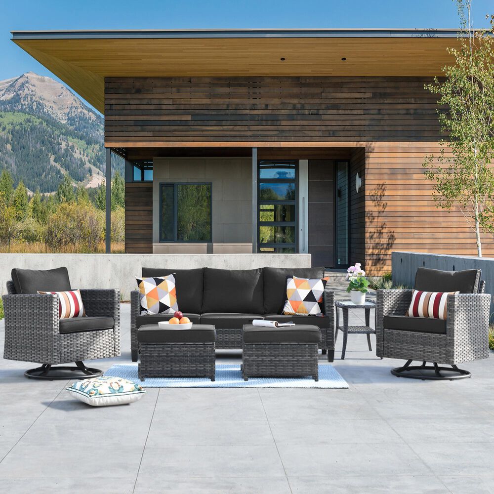 HOMLUX 6-Piece Patio Conversation Set in  Black, , large