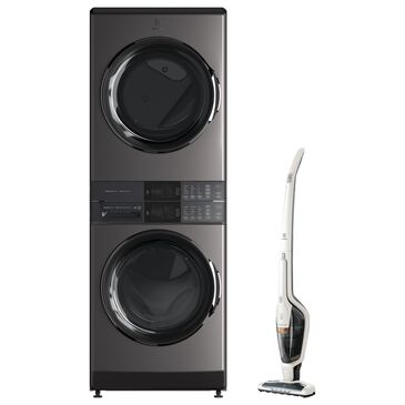 Electrolux 600 Series 4.5 Cu. Ft. Washer and 8 Cu. Ft. Gas Dryer Stack Laundry with Satin White Ergorapido Vacuum in Titanium, , large