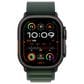 Apple Watch Ultra 2 GPS + Cellular 49mm Black Titanium Case with Dark Green Alpine Loop - Large, , large