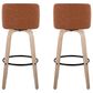 LumiSource Toriano Swivel Bar Stool with Camel Faux Leather Upholstery in Whitewashed and Black (Set of 2), , large