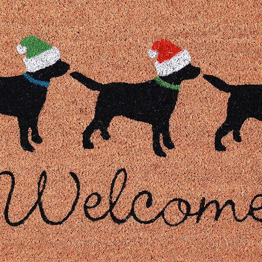 Trans-Ocean Import Natura Three Dogs Holiday 1'6" x 2'6" Natural Outdoor Door Mat, , large