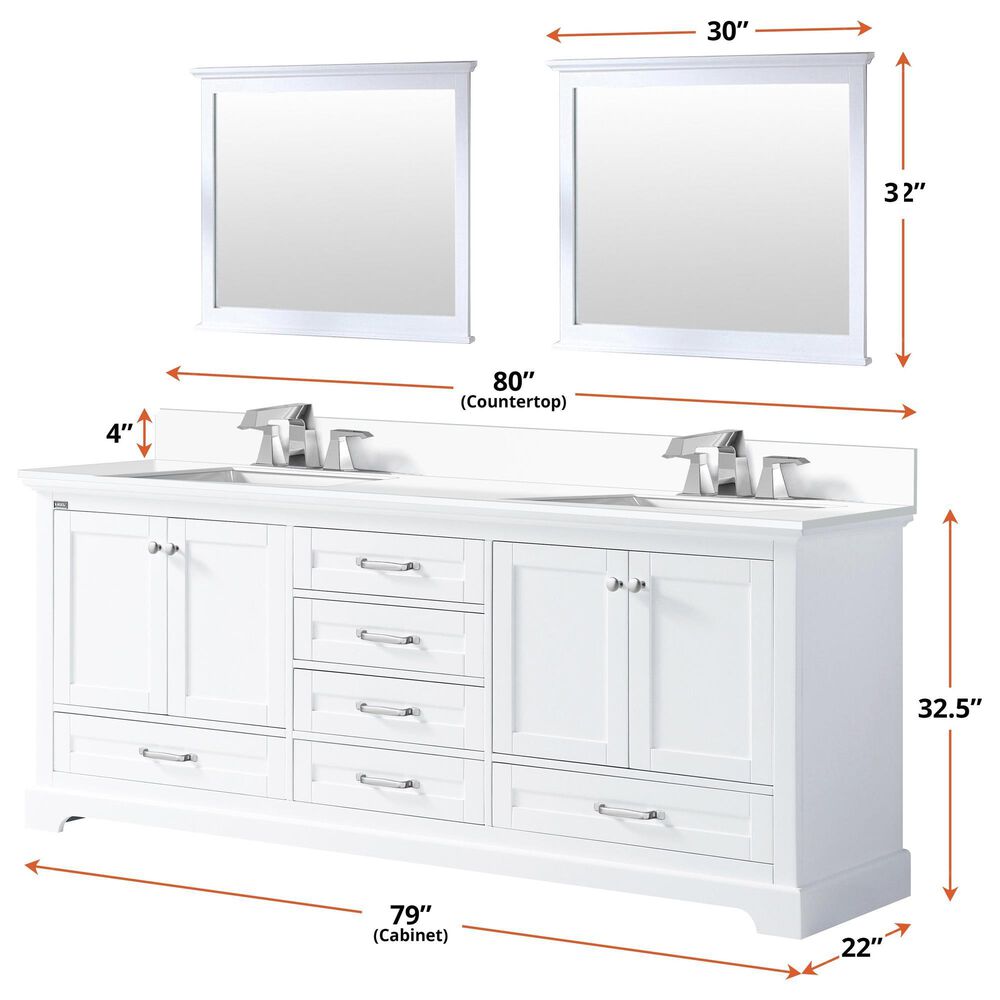 Lexora Home Dukes 80&quot; Double Bathroom Vanity in Espresso with 2 cm White Cultured Marble Top and Rectangular Sinks, , large