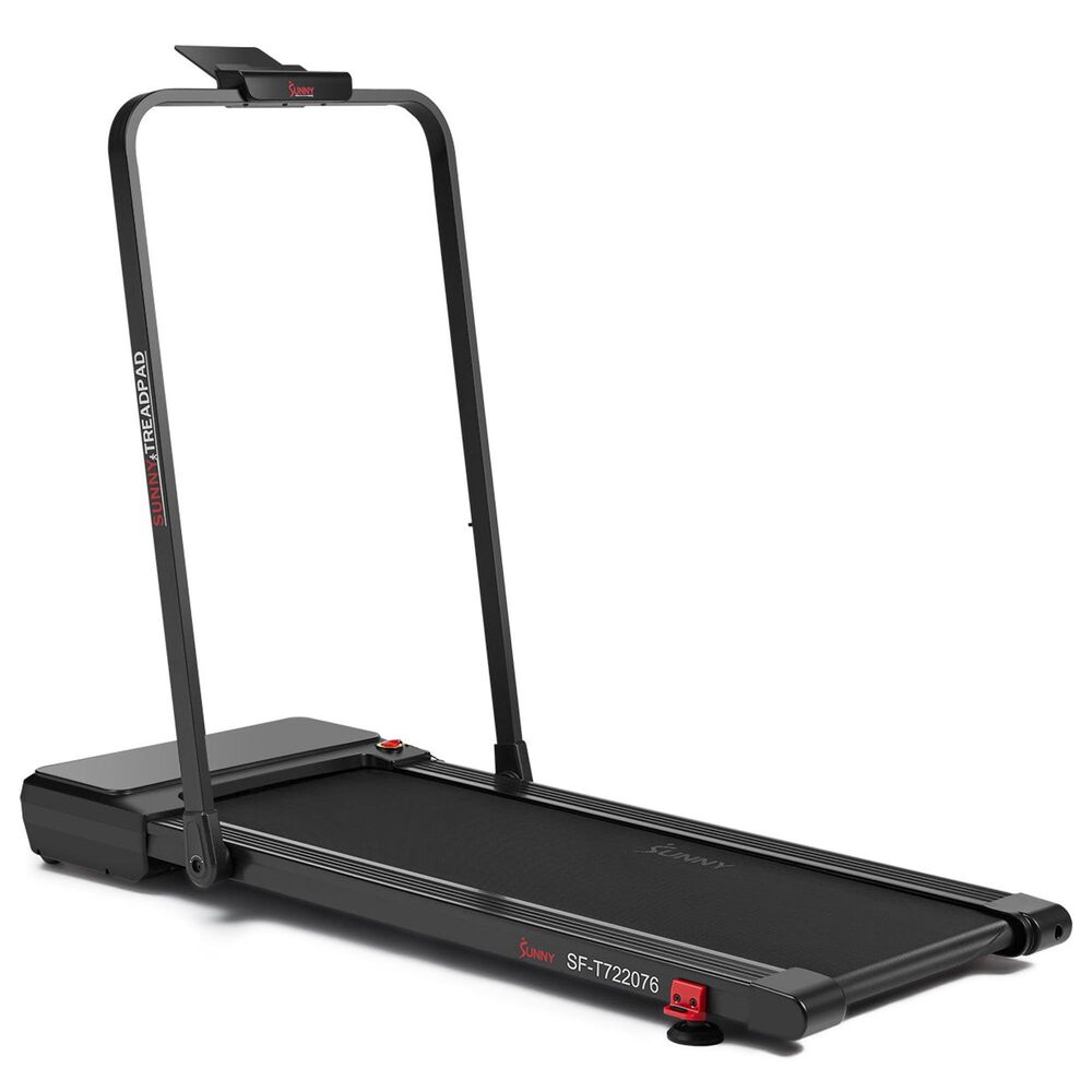 Sunny Health & Fitness Pacer Smart Compact Auto Incline Treadpad Folding Treadmill in Black, , large