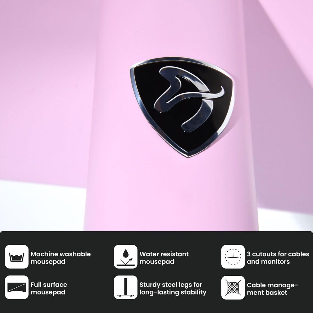 Arozzi Arena Medium Gaming Desk in Pink, , large