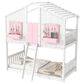 Hearth and Haven Twin over Twin House Bunk Bed with Roof in Pink and White, , large