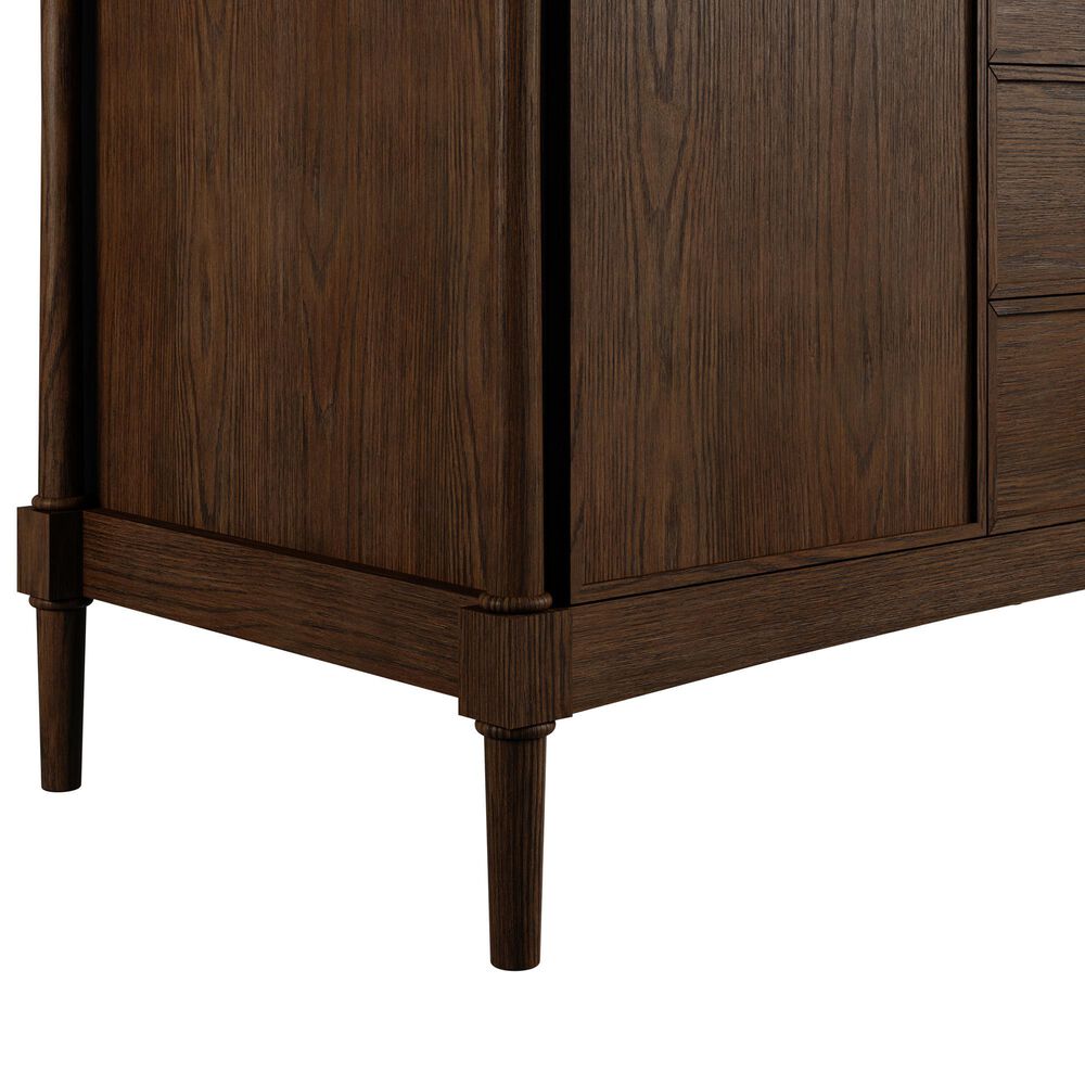 James Martin Kinnsden 48" Single Bathroom Vanity in Sable Oak with 3 cm Victorian Silver Silestone Top, Rectangular Sink and FreePower Wireless Charger, , large