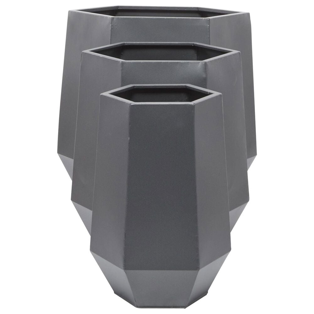 Maple and Jade Hexagon Planter in Matte Gray &#40;Set of 2&#41;, , large