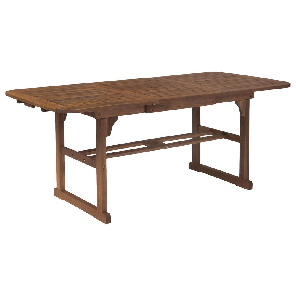 Walker Edison Acacia Wood Patio Butterfly Dining Table in Dark Brown, , large