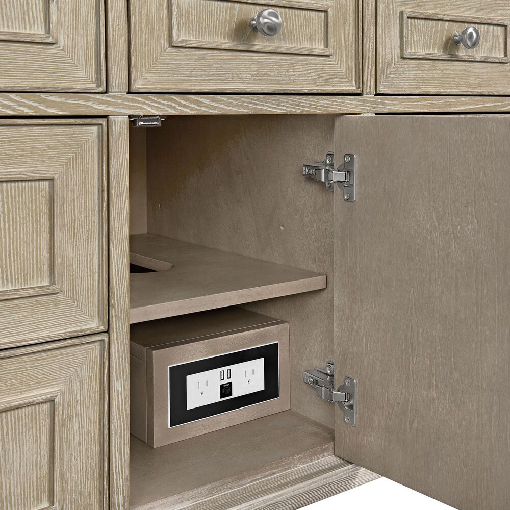 James Martin Vanities Lorelai 48&quot; Single Vanity in Whitewashed Oak with 3 cm Arctic Fall Solid Surface Top, , large