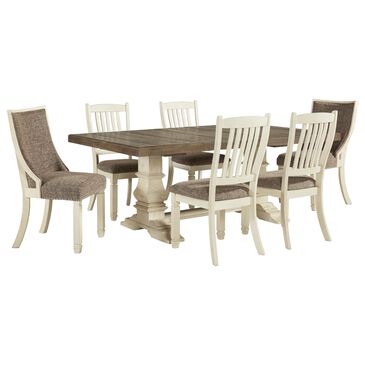 Signature Design by Ashley Bolanburg 7-Piece Rectangular Dining Set with Host Chairs in Antique White and Weathered Oak, , large