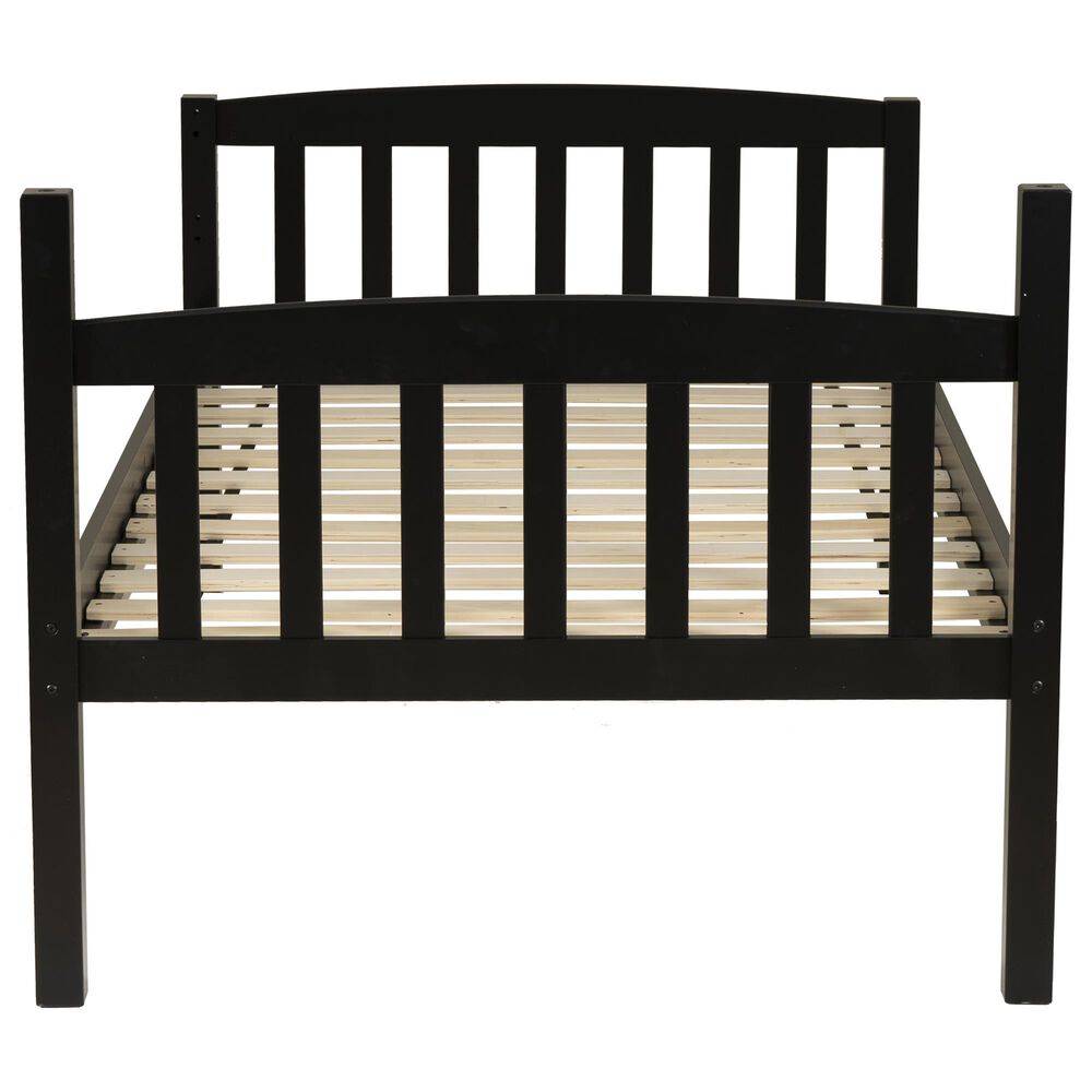 Linon Home Decor Perryton Twin Over Twin Bunk Bed in Sleek Black, , large