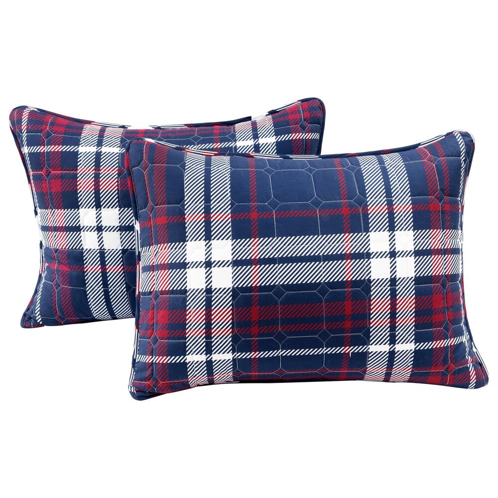 Triangle Home Fashions Grayson Farmhouse 3-Piece Full/Queen Quilt Set in Navy and Red, , large