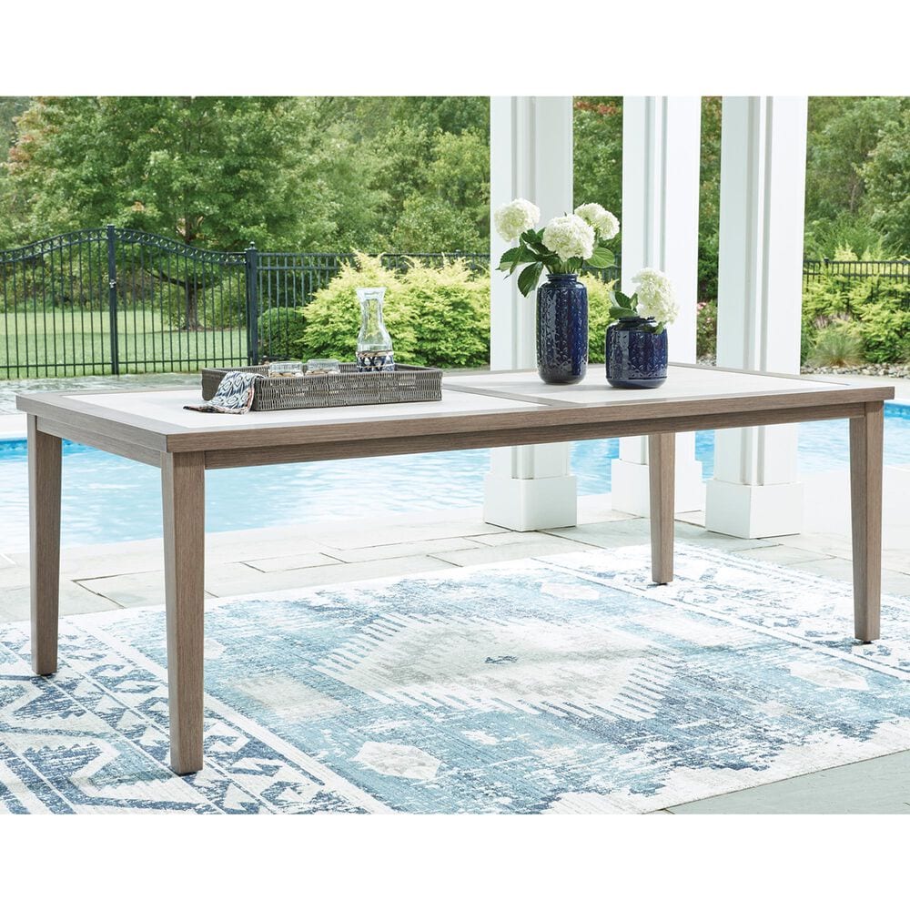 Ashley Rainier Ranch Rectangular Dining Table in Brown and Beige - Table Only, , large