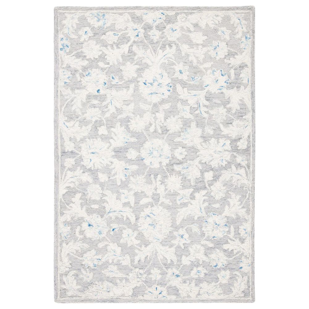 Safavieh Micro-Loop Floral 4" x 6" Grey and Ivory Area Rug, , large