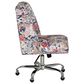 Linon Home Decor Draper Office Chair with Navy Floral Cushion in Silver, , large