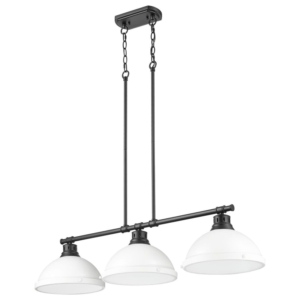 Golden Lighting Duncan 3-Light Pendant with Matte White Shade in Matte Black, , large
