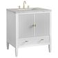 James Martin Myrrin 30" Single Bathroom Vanity in Bright White with 3 cm Victorian Silver Silestone Top and Rectangular Sink, , large