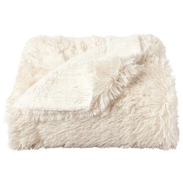 Timberlake Lavish Home Long Faux Rabbit Fur Throw in White, , large