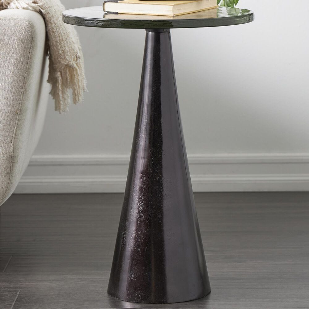 Maple and Jade 16&quot; Geometric Accent End Table in Polished Black, , large