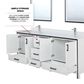 Lexora Home Ziva 84" Double Bathroom Vanity in White with 2 cm White Quartz Top and Rectangular Sinks, , large