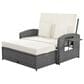 HOMLUX Wicker Rattan Double Chaise Lounge in White, , large