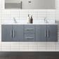Lexora Home Geneva 60" Double Bathroom Vanity in Dark Grey with 2 cm White Cultured Marble Top and Rectangular Sinks, , large