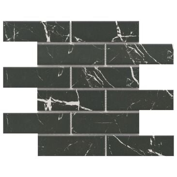 Emser Elegan Nero 2" x 6" Rectangle on 12" x 11" Offset Porcelain Mosaic Sheet, , large