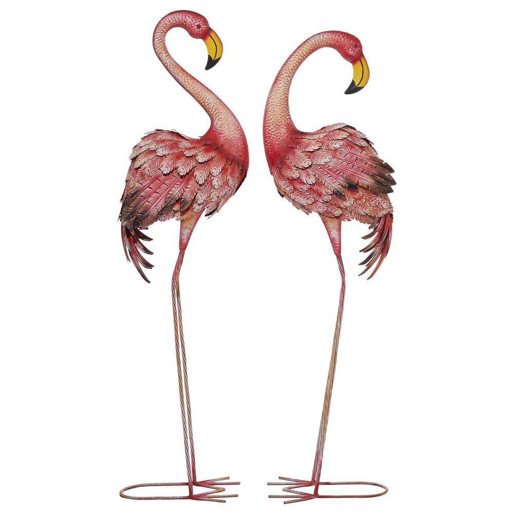 Maple and Jade Coastal Metal Garden Sculpture Pink Set of 2, , large