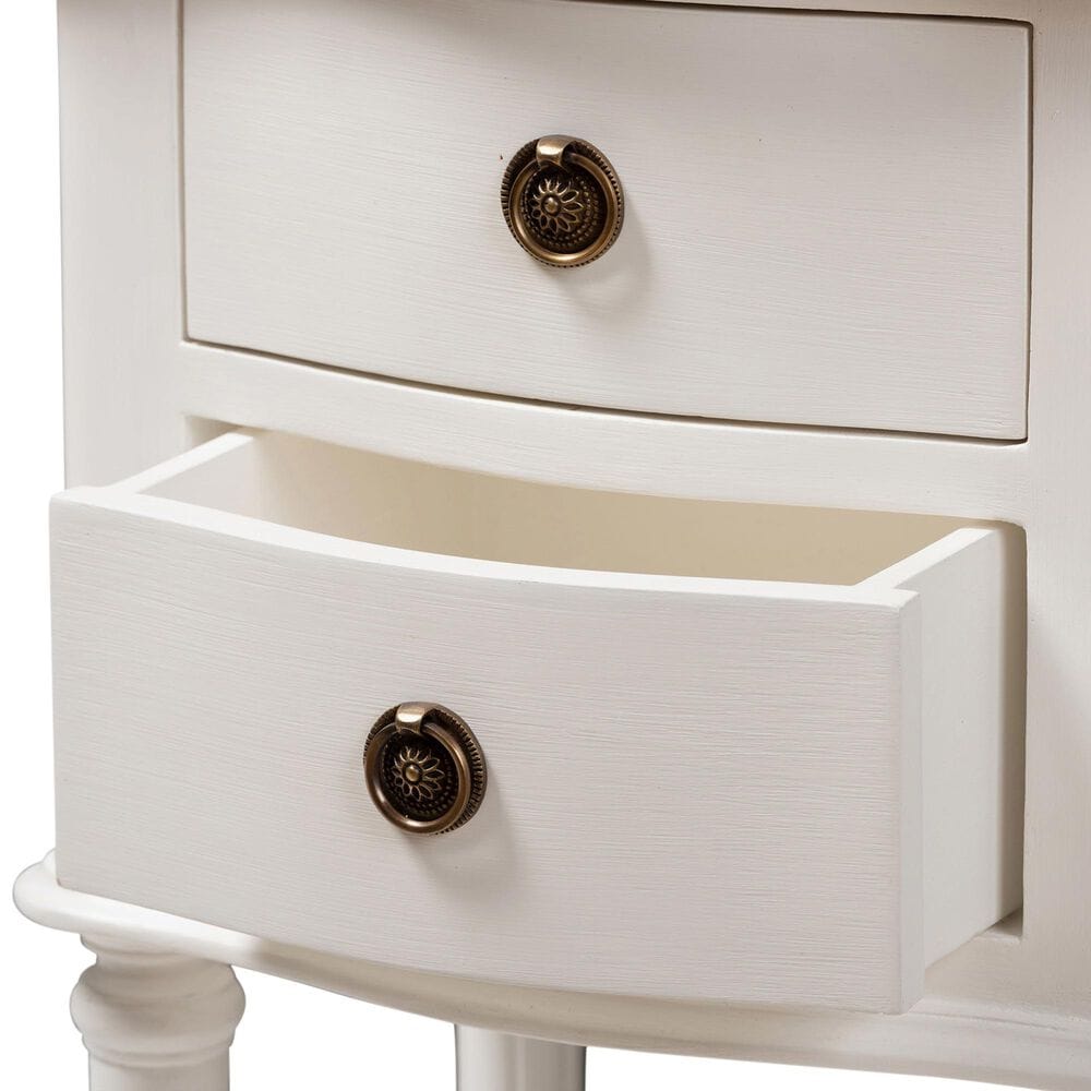 Baxton Studio Audrey 2-Drawer Nightstand in White, , large