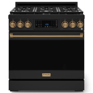 Thor Kitchen Gordon Ramsay 6 Cu. Ft. 36" Professional Natural Gas Range with Bronze Handle Kit in Black, , large
