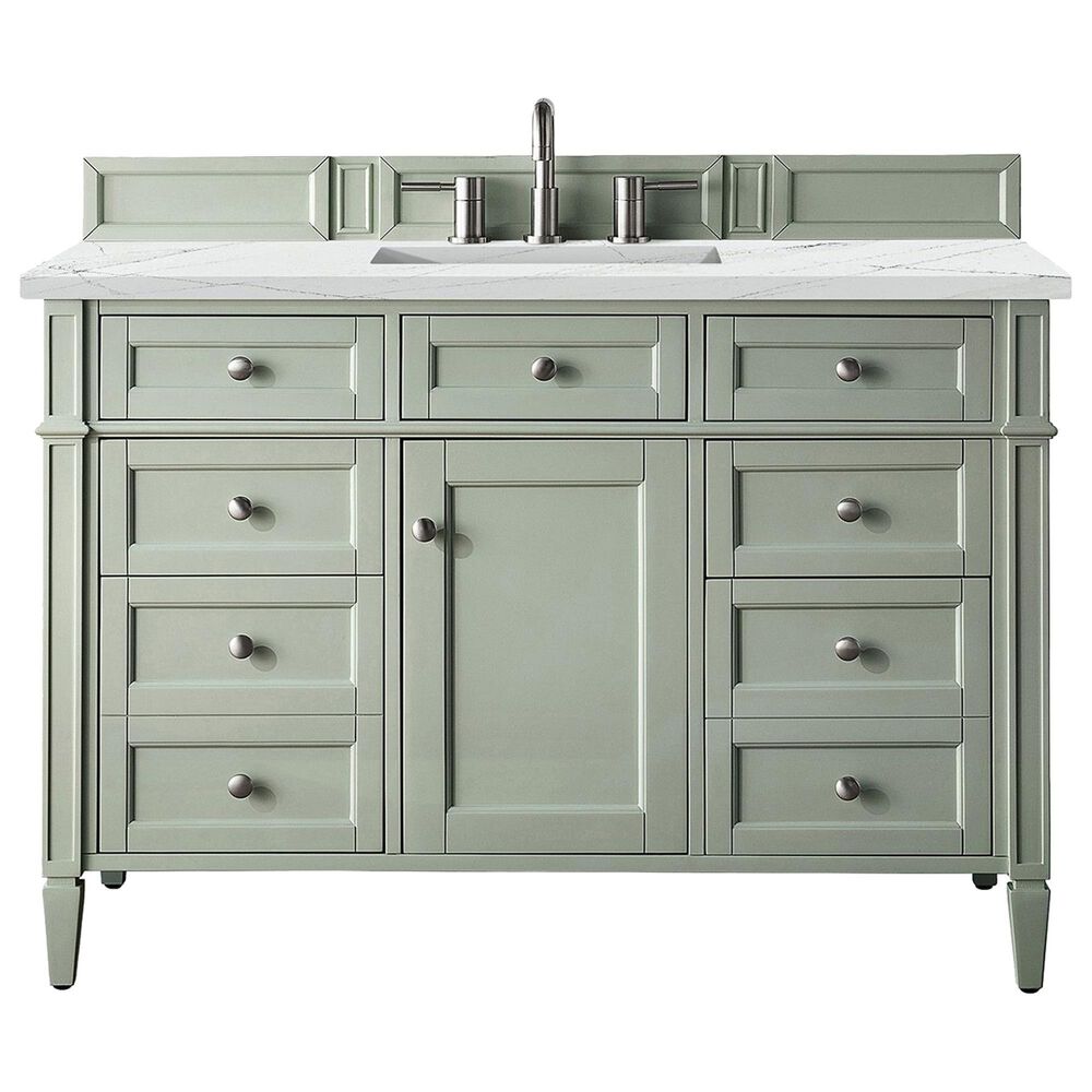 James Martin Vanities Brittany 48" Single Bathroom Vanity in Sage Green with 3 cm Ethereal Noctis Quartz Top and Rectangular Sink, , large