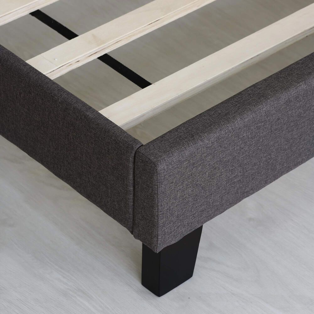 HOMLUX Laval Full Upholstered Platform Bed Frame in Stone, , large
