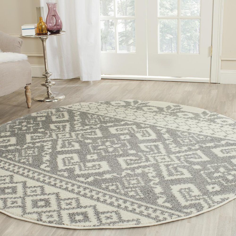 Safavieh Adirondack ADR107B-4R 4" x 4"  Ivory/Silver Round Rug, , large