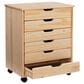 Linon Home Decor Cary 6-Drawer Wide Rolling Cart in Natural, , large