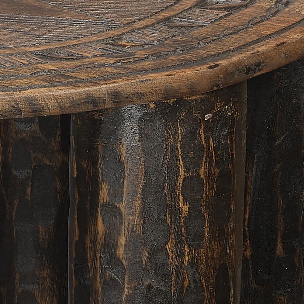 Splendor Living Ingram Mango Wood Side Table in Dark Antique, , large